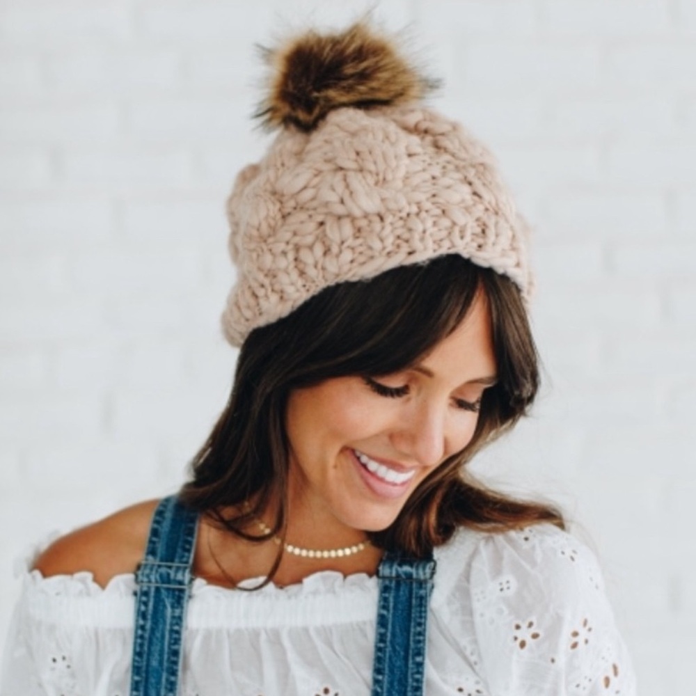 Rosy Cheeks Pom Beanie